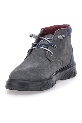 Graue hohe Schnürschuhe Navy 982