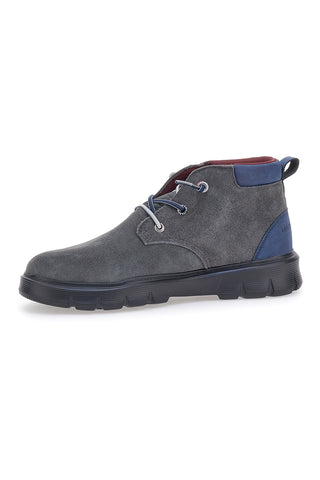 Graue hohe Schnürschuhe Navy 982