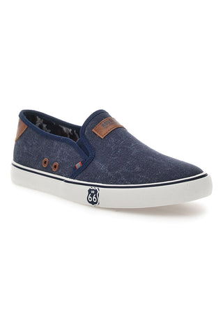 Mocassini Blu con Tomaia in Tessuto ROUTE 66 RO01805