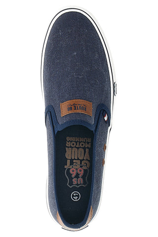 Mocassini Blu con Tomaia in Tessuto ROUTE 66 RO01805