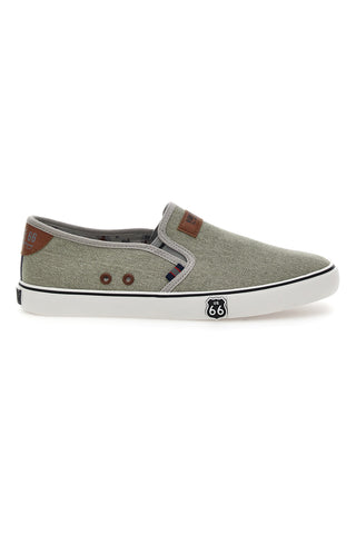Graue Slipper mit Stoffobermaterial ROUTE 66 RO01805