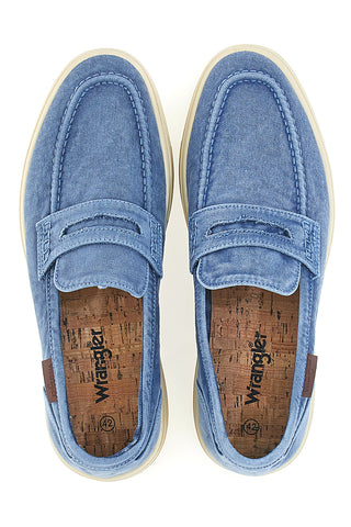 Blaue Mokassins mit Obermaterial aus Canvas WRANGLER 20251034