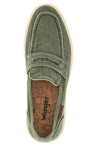 Mocassini grün mit Obermaterial aus Segeltuch WRANGLER 20251034