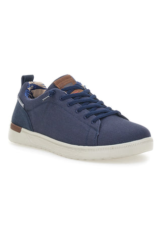 Marineblaue Schnürschuhe mit Obermaterial aus CARRERA-Stoff CAM11102C
