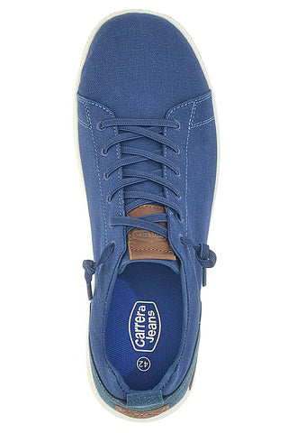 Marineblaue Schnürschuhe mit Obermaterial aus CARRERA-Stoff CAM11102C