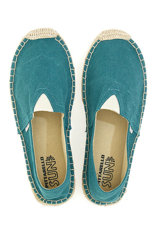 Espadrillas verde petrolio in tessuto con suola in corda PITTARELLO SUN SGMS2510