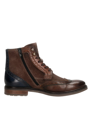 Anfibi marroni con dettagli brogue in vera pelle Bugatti 3159573G1014