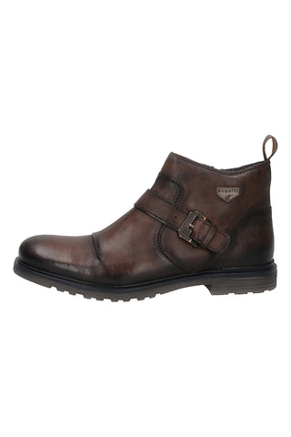 Bugatti 325A0U3K3500 braune Lederstiefeletten mit Schnalle und warmem Futter