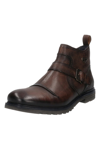 Bugatti 325A0U3K3500 braune Lederstiefeletten mit Schnalle und warmem Futter