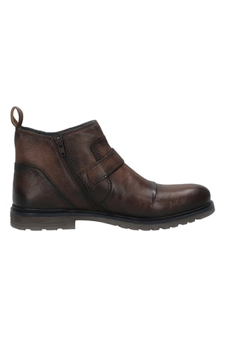 Bugatti 325A0U3K3500 braune Lederstiefeletten mit Schnalle und warmem Futter
