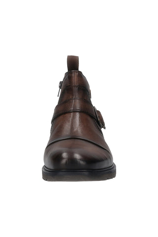 Bugatti 325A0U3K3500 braune Lederstiefeletten mit Schnalle und warmem Futter