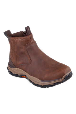 Stivaletti marrone cocoa in pelle con zip Skechers Respected Evanston