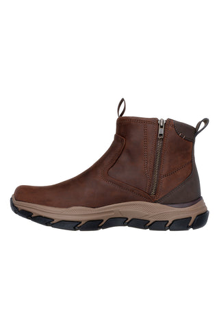 Stivaletti marrone cocoa in pelle con zip Skechers Respected Evanston