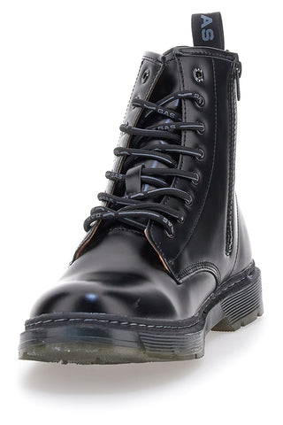 Glänzende schwarze Schnürstiefeletten von Gas (Modell GAM521550) mit seitlichem Reißverschluss