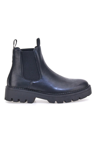 Johes Land 2308111 schwarze Beatles-Stiefel mit hoher Profilsohle