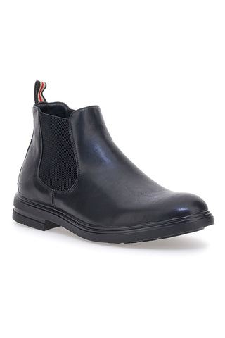 Johes Land 180141 Schwarze Stiefeletten mit gebürstetem Effekt und Gummibändern