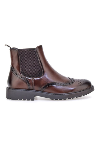 Stivaletti beatles marroni con lavorazione brogue Johes land 1681312