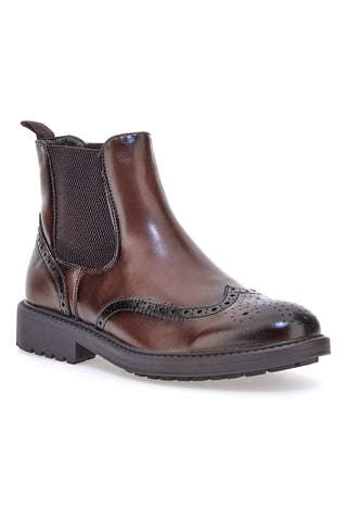 Johes Land 1681312 braune Beatles-Stiefel im Brogue-Stil