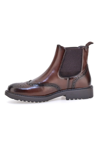 Johes Land 1681312 braune Beatles-Stiefel im Brogue-Stil