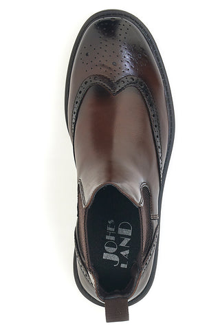 Johes Land 1681312 braune Beatles-Stiefel im Brogue-Stil