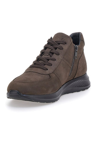 Braune Sneakers aus Leder mit seitlichem Reißverschluss Pittarello 24097621 für Herren