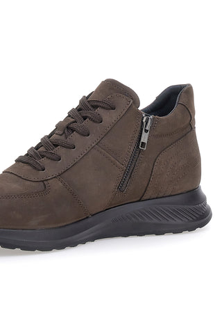 Sneakers marroni in pelle con zip laterale Pittarello 24097621 da Uomo