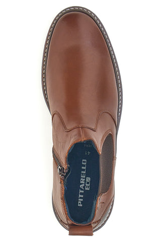 Stivaletti Beatles Chelsea boots marroni in vera pelle con fondo carrarmato Pittarello Eco 252480052