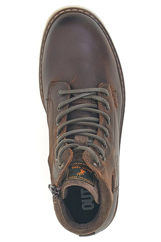 Stivaletti marroni in vera pelle con suola chiara Output 252560008