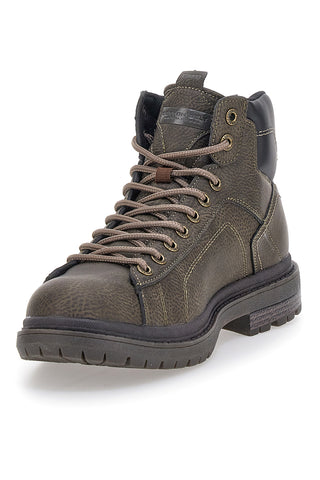 Dunkelolivgrüne High-Top-Sneaker im Vintage-Stil mit gepolstertem Schaftrand, Baumwollgürtel, STANFORD LTH