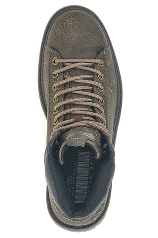 Dunkelolivgrüne High-Top-Sneaker im Vintage-Stil mit gepolstertem Schaftrand, Baumwollgürtel, STANFORD LTH