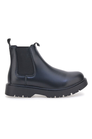 JULIEN Schwarze Chelsea Boots mit Baumwollgürtel und Tanksohle