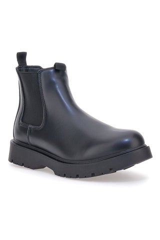 JULIEN Schwarze Chelsea Boots mit Baumwollgürtel und Tanksohle