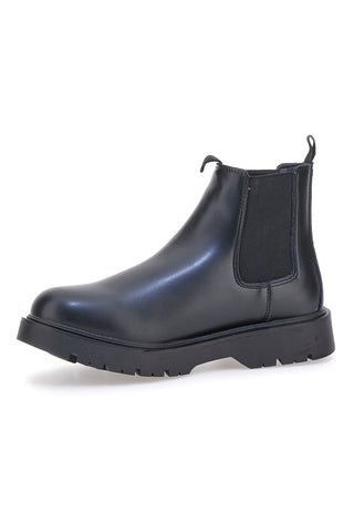 JULIEN Schwarze Chelsea Boots mit Baumwollgürtel und Tanksohle