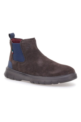 Braune Wildleder-Beatles-Stiefeletten mit sportlicher Sohle Navy MM983