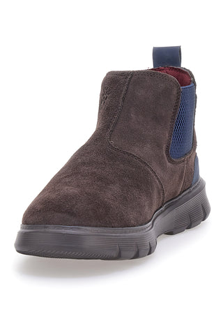 Braune Wildleder-Beatles-Stiefeletten mit sportlicher Sohle Navy MM983