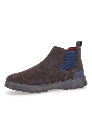 Braune Wildleder-Beatles-Stiefeletten mit sportlicher Sohle Navy MM983