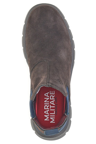 Braune Wildleder-Beatles-Stiefeletten mit sportlicher Sohle Navy MM983