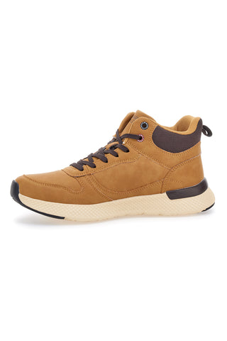 Mid-Top-Sneaker in Ocker mit marineblauer Laufsohle MM2310