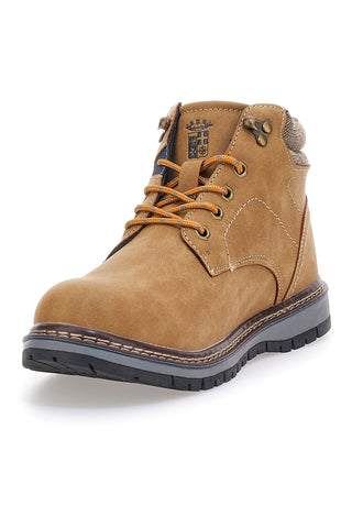 Stiefeletten aus Leder mit kontrastierenden Details, Marineblau MM973