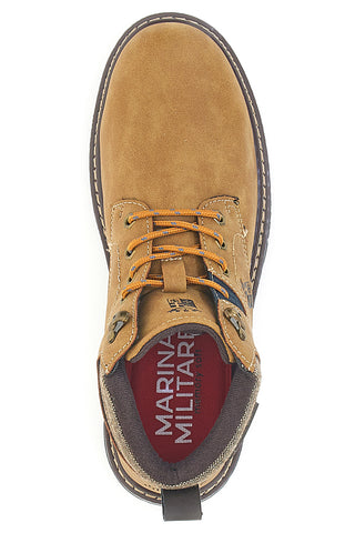 Stiefeletten aus Leder mit kontrastierenden Details, Marineblau MM973