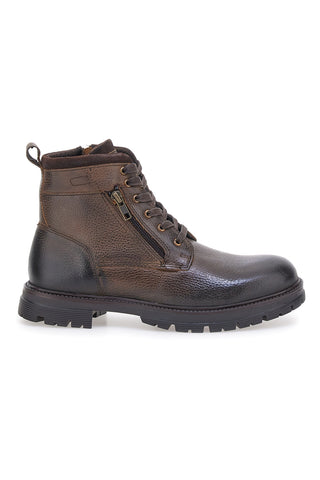 Andrea Bruni 72061BOLT Braune Schnürstiefeletten mit seitlichem Reißverschluss