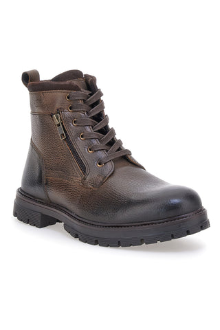 Scarponcini marroni con zip laterale e lacci Andrea Bruni 72061BOLT