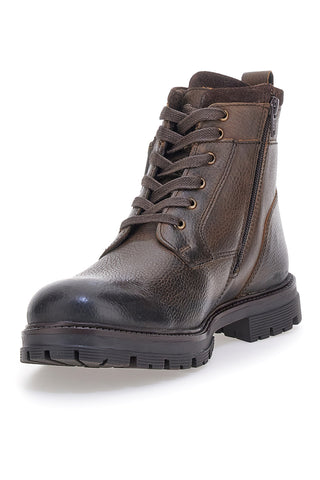 Scarponcini marroni con zip laterale e lacci Andrea Bruni 72061BOLT