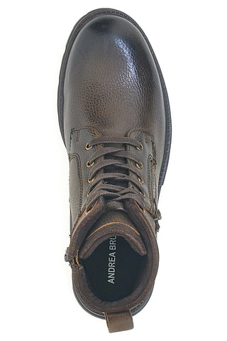 Scarponcini marroni con zip laterale e lacci Andrea Bruni 72061BOLT