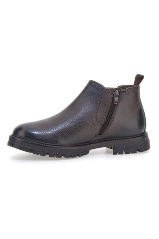 Chelsea boots marroni con zip e inserti elastici Andrea Bruni 72053