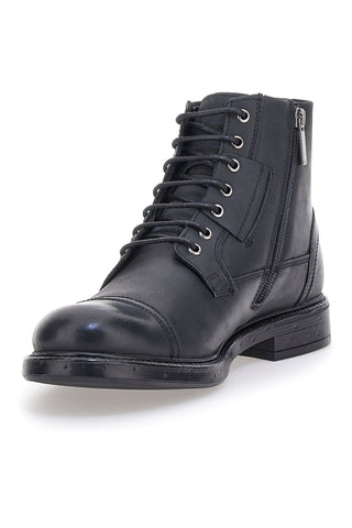 Andrea Bruni OMA01 schwarze Schnürstiefeletten mit Reißverschluss