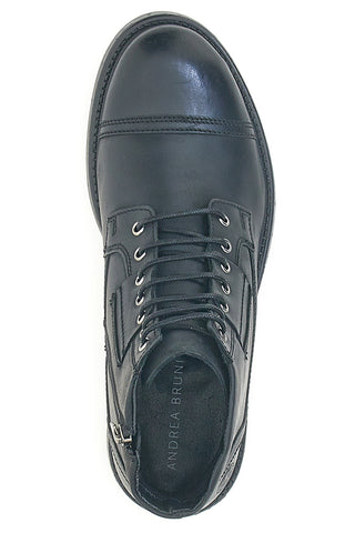 Andrea Bruni OMA01 schwarze Schnürstiefeletten mit Reißverschluss