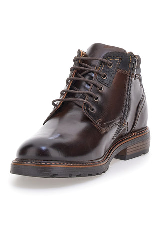 Scarponcini marroni con zip laterale e lacci Andrea Bruni LK01