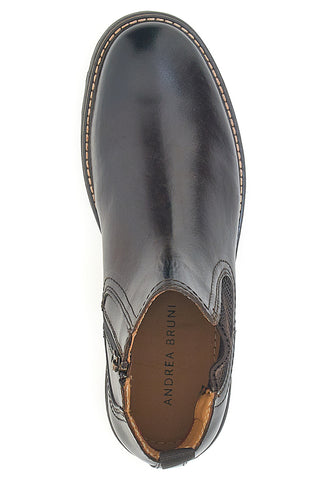 Chelsea boots marroni con zip e inserti elastici Andrea Bruni LK02