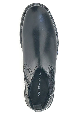 Schwarze Chelsea-Boots mit Reißverschluss und elastischen Einsätzen, Andrea Bruni LK02